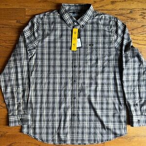 • Lee Regular Fit Long Sleeve Flannel Shirt Gray Plaid Mens XL Chest Pocket NWT
